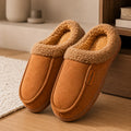 Hard wearing non slip TPR sole on the men's suede slippers