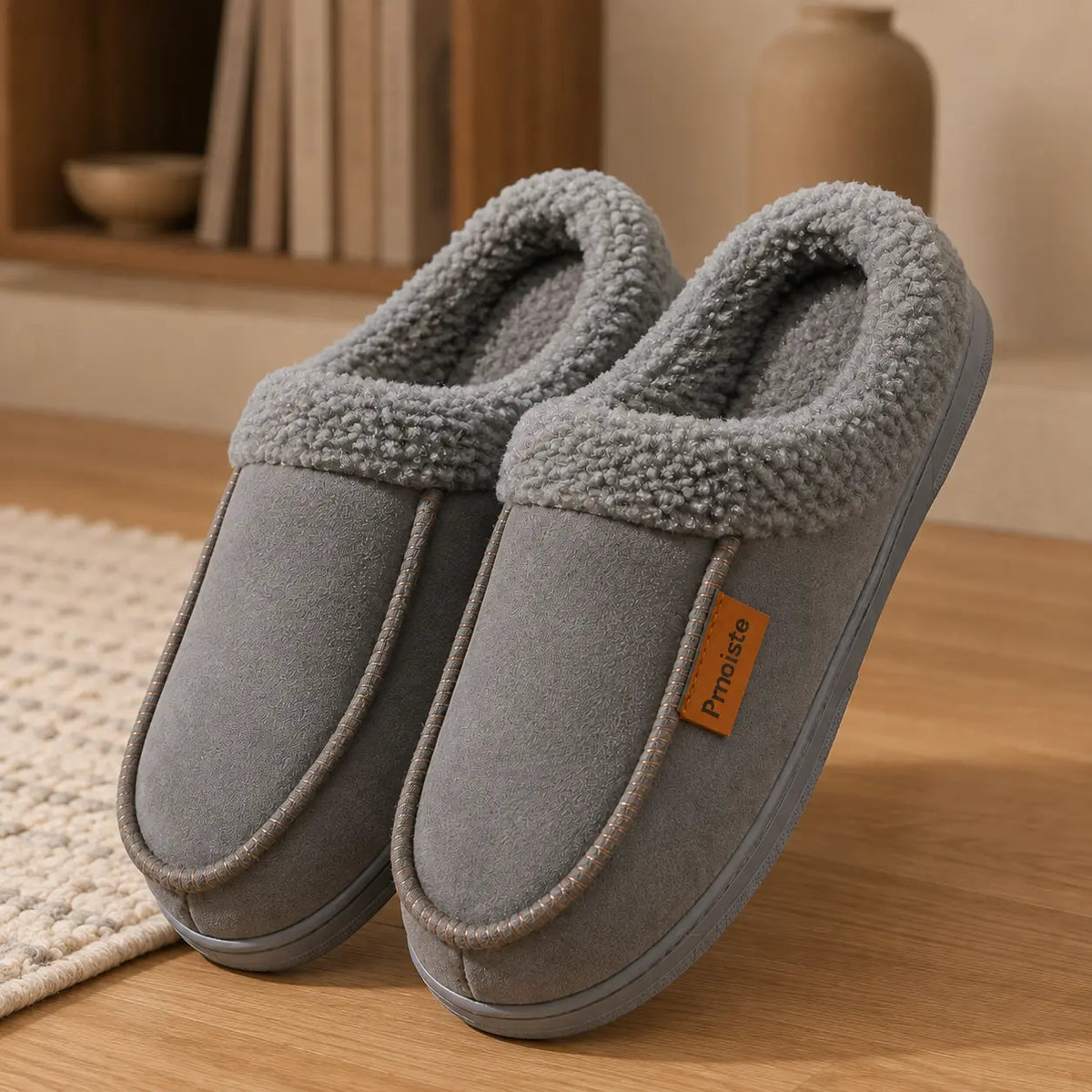 Men's faux suede house slippers with a fleece lining