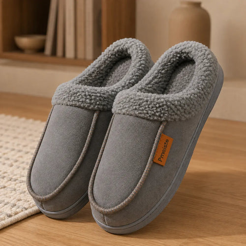 Men's faux suede house slippers with a fleece lining