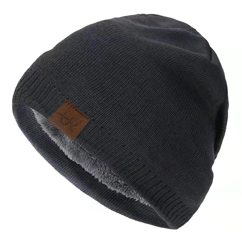 One size unisex fleece lined knit beanie