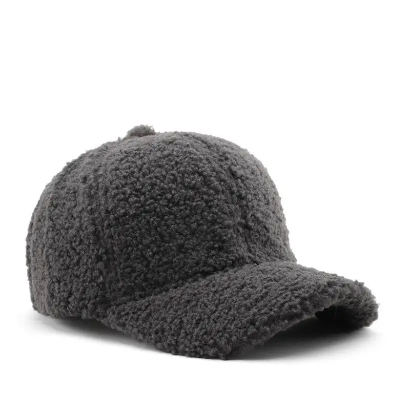 Women's faux lamb wool baseball cap, product photo 9