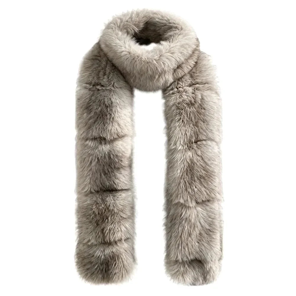 Thick polyester faux fur scarf that needs no knot