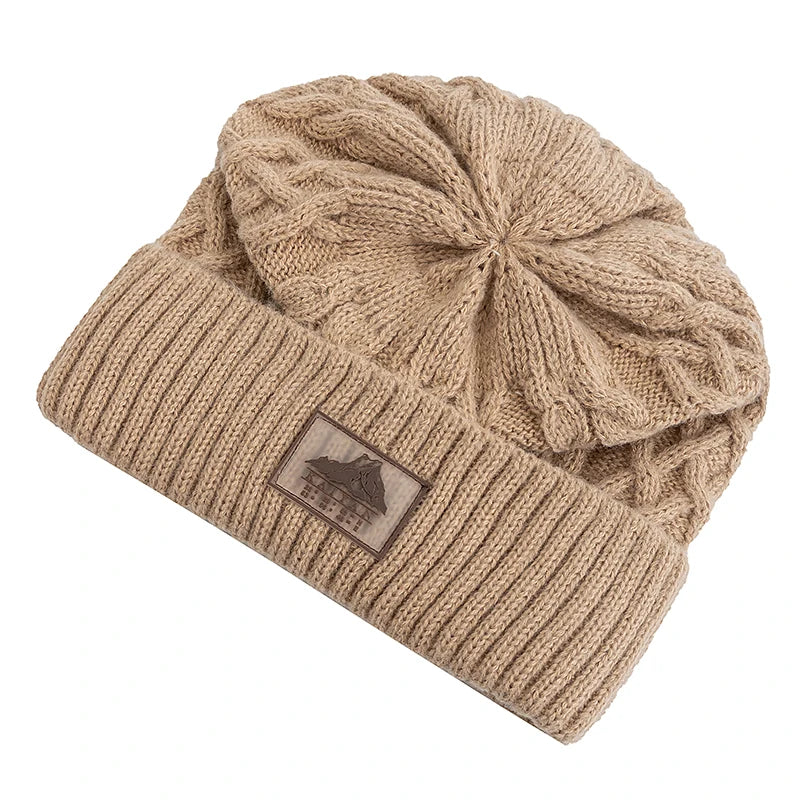 Thick acrylic knit outer on the unisex ski beanie