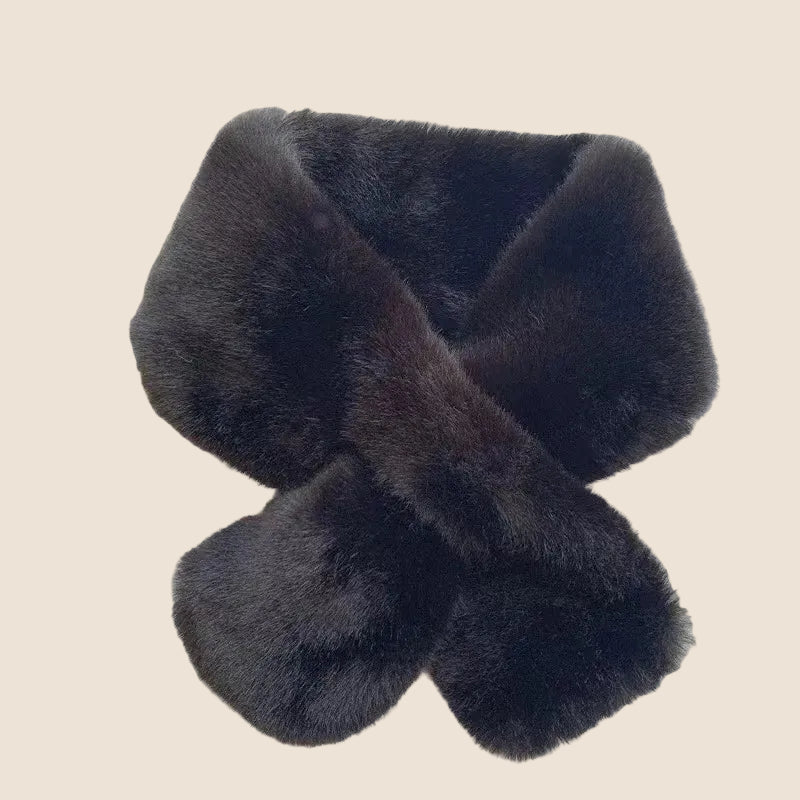Short faux fur collar scarf, a soft plush neck warmer