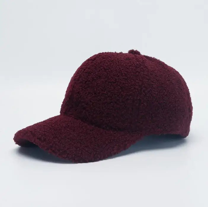 Women's faux lamb wool baseball cap, product photo 12