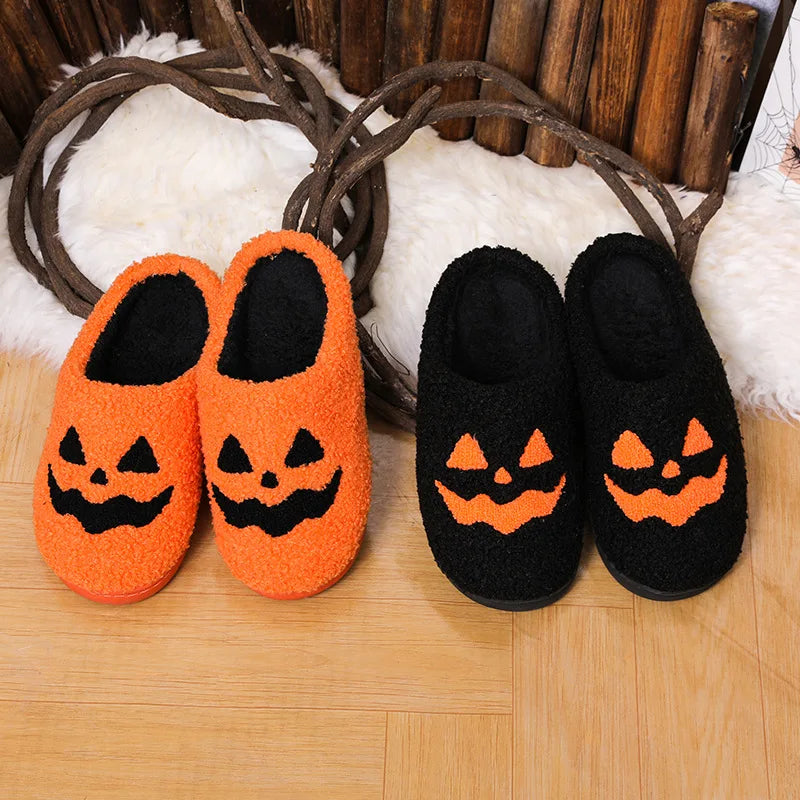 Soft non slip rubber sole on the women's pumpkin slippers