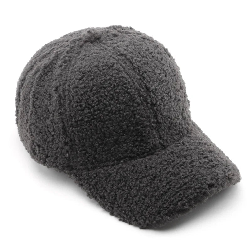 Faux lamb wool fabric on the women's winter baseball cap
