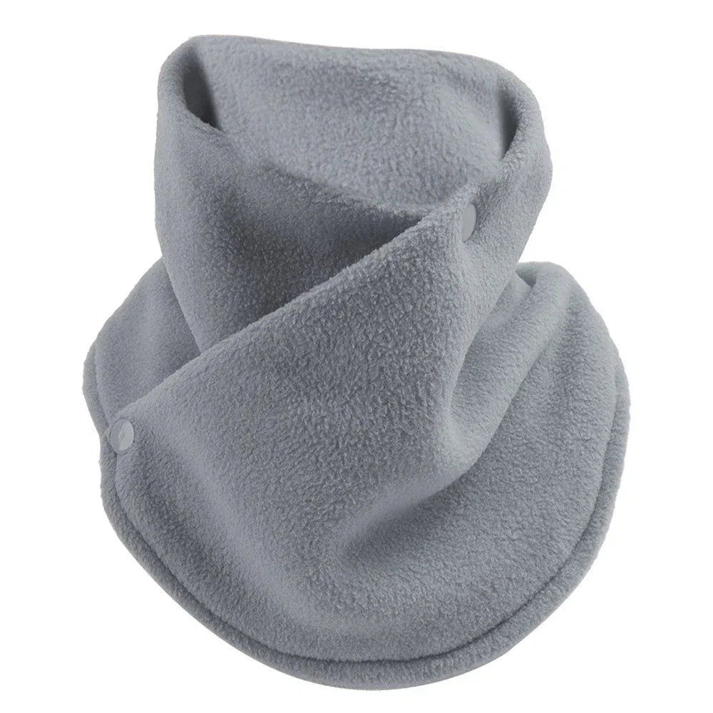 Lamb fleece collar scarf worn at the neck under a coat