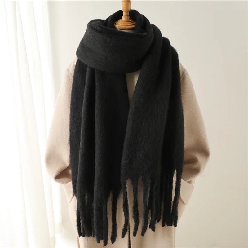 Cashmere feel blanket scarf available in ten plain colors