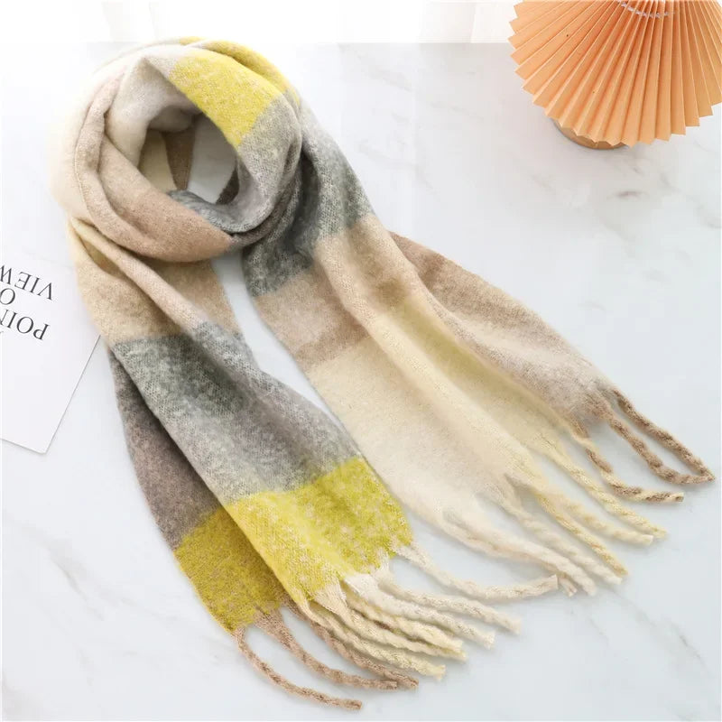 Women's plaid tassel blanket scarf, product photo 19