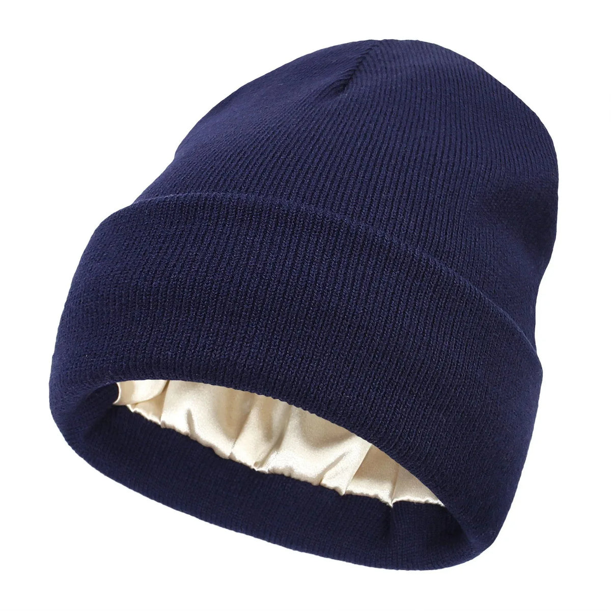 Women's slouchy knit beanie with a satin lining