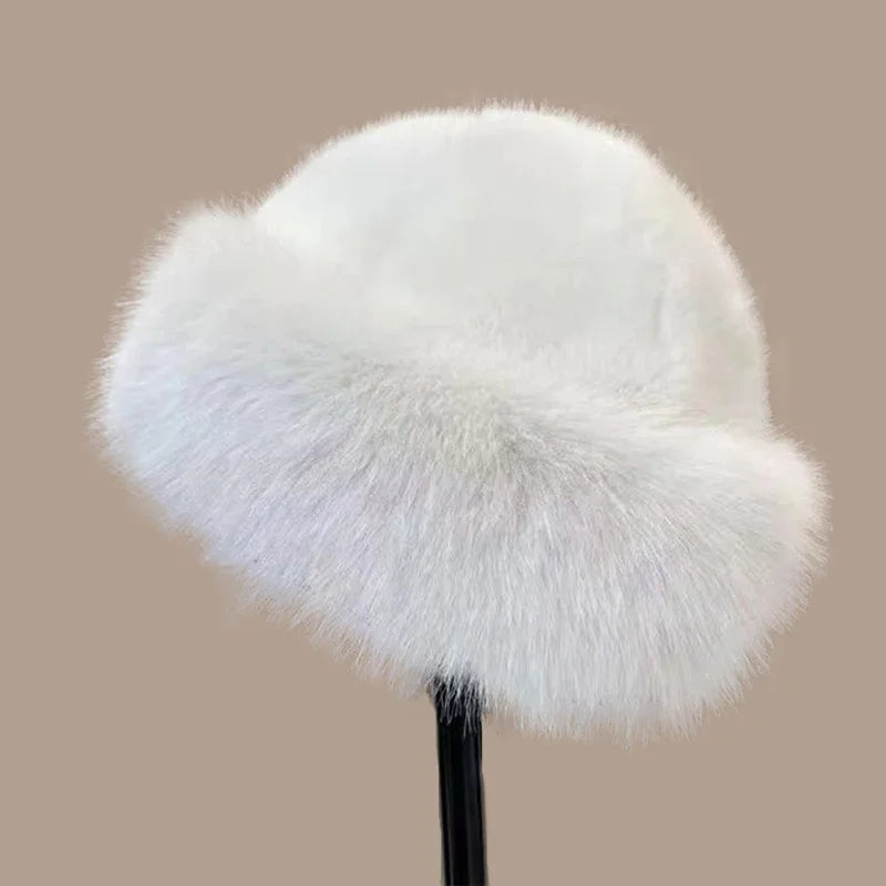 One size women's faux fur brimless winter cap