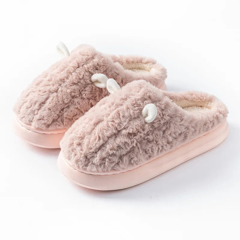 Non slip rubber grip sole on the women's fleece lined slippers