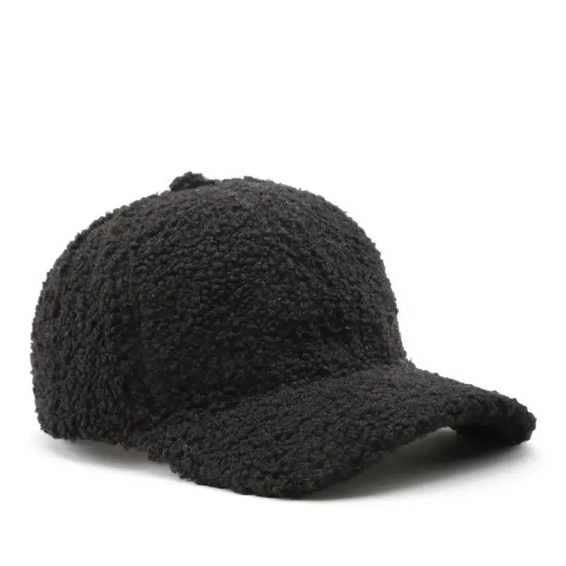 Women's faux lamb wool baseball cap, product photo 10