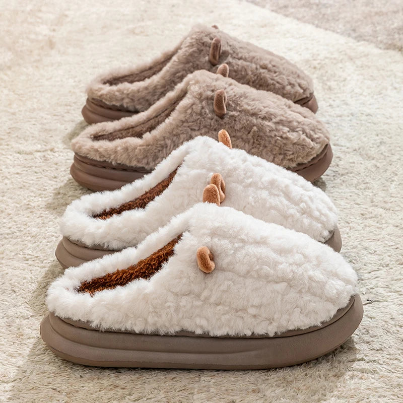Cotton blend upper on the women's fleece lined house slippers