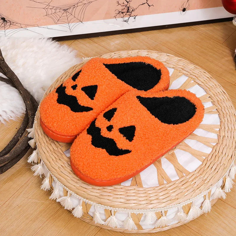 Women's plush pumpkin house slippers, product photo 8