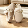 Molded EVA non slip sole on the unisex open toe slippers