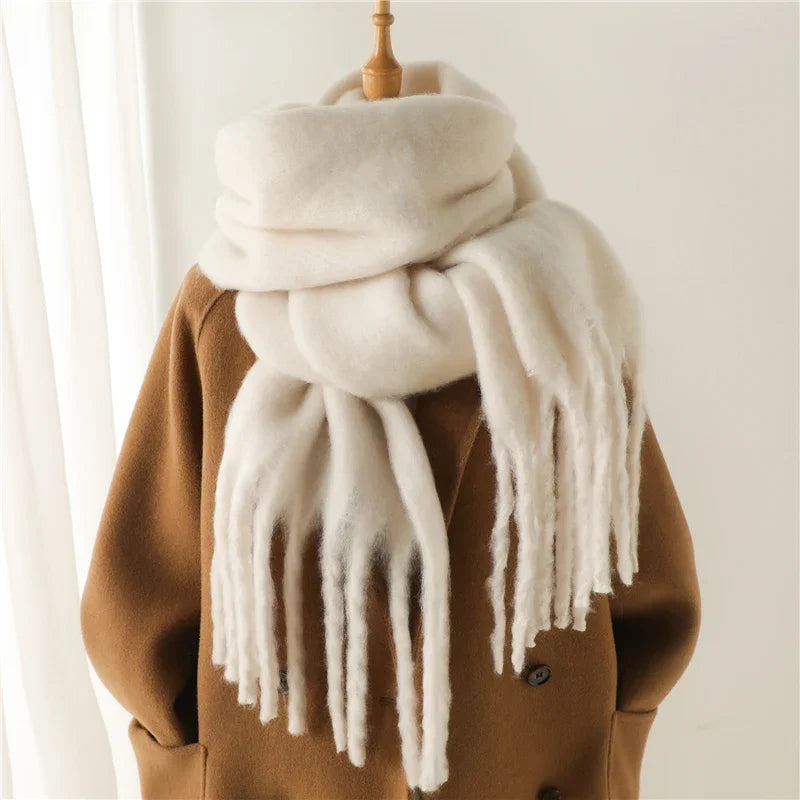 Plain color blanket scarf that suits any coat