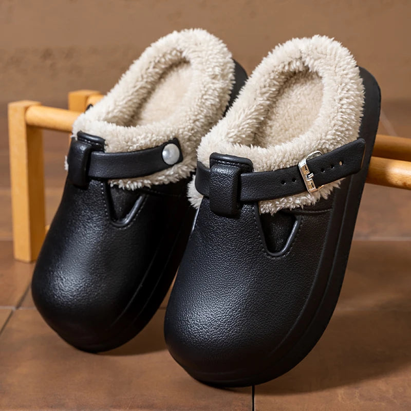 Women's waterproof EVA mule slippers with a buckle strap