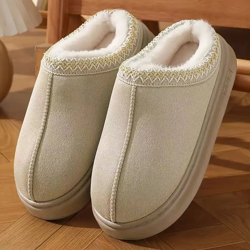 Thick non slip rubber sole on the women's embroidered slippers