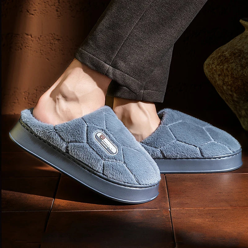 Flat non slip EVA sole on the unisex plush slides