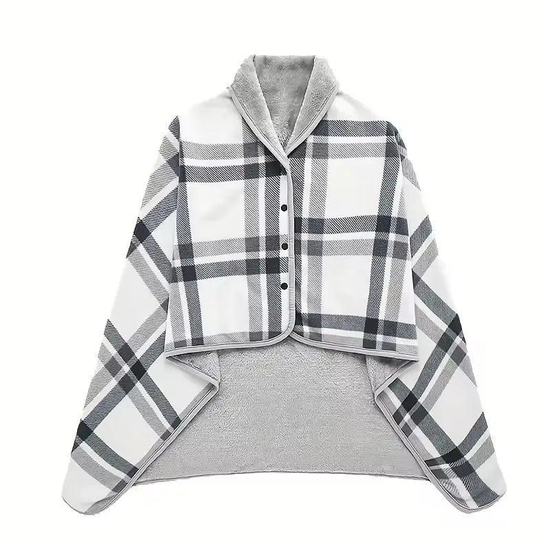 Wearable flannel blanket for a sofa or a porch