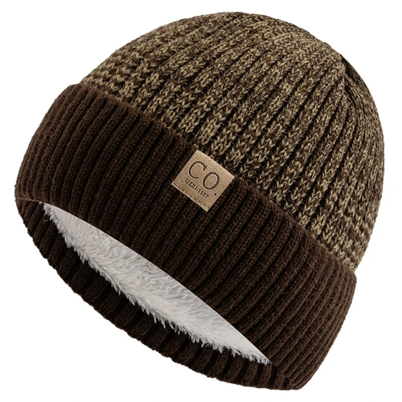 Double layer over the ears from the cuff of the two tone beanie