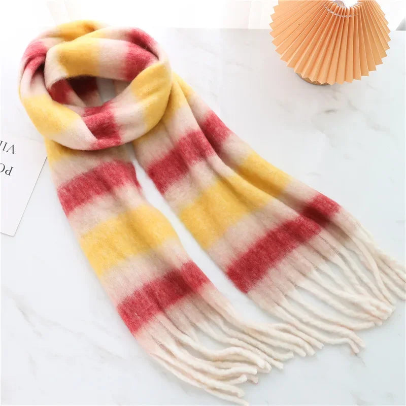 Women's plaid tassel blanket scarf, product photo 12