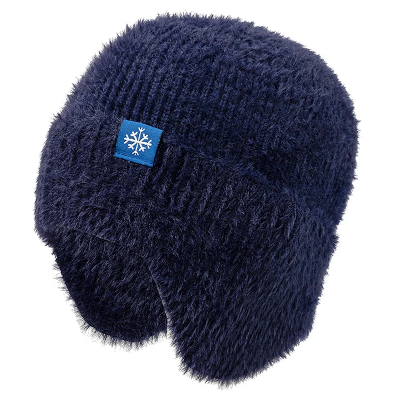 Acrylic knit body on the women's faux fur earflap beanie