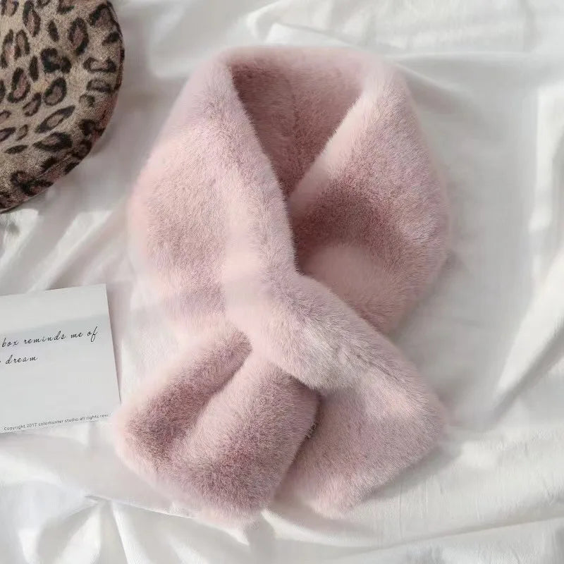 Faux fur collar scarf available in four colors