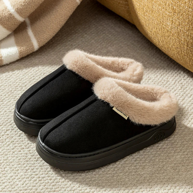Faux leather upper on the women's fleece lined slipper boots
