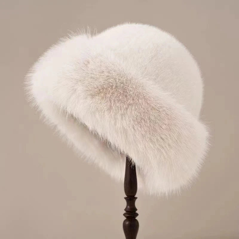 Women's faux fur brimless winter hat, product photo 8