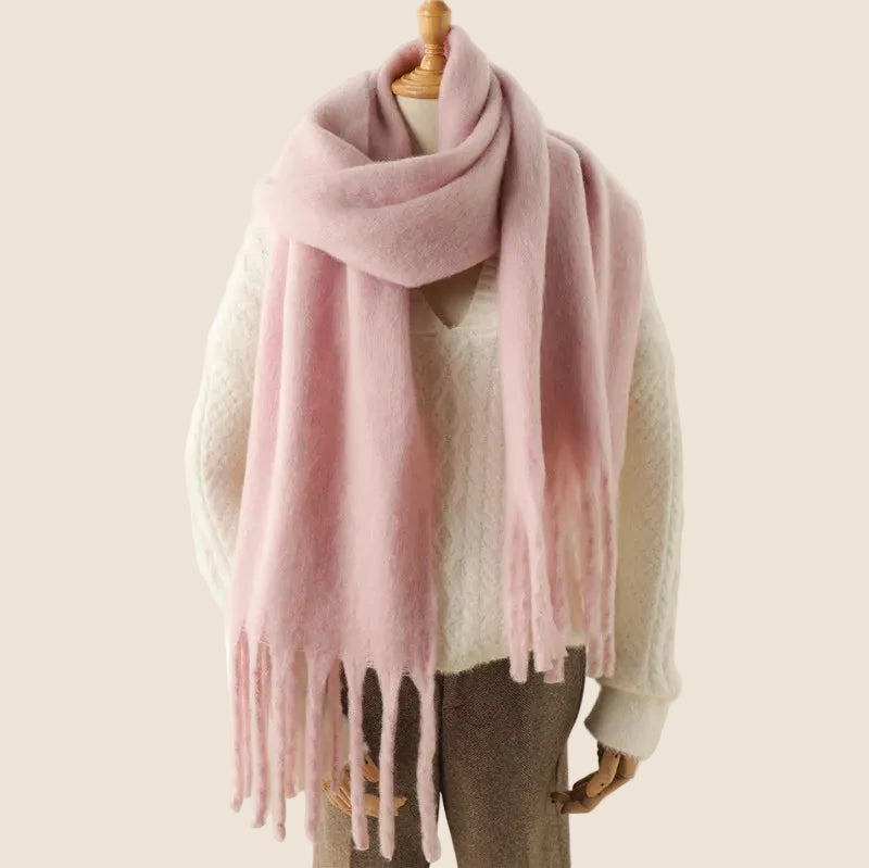 Cashmere feel blanket scarf with thick tassel ends