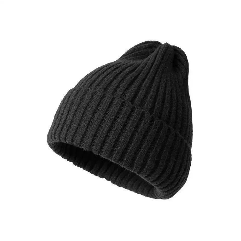 Thin acrylic crochet knit beanie with no cuff