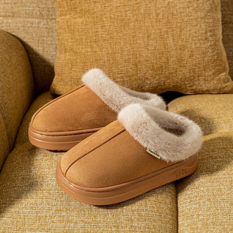 Women's ankle height faux leather slipper boots, fleece lined