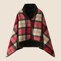 Reversible tartan shawl blanket, a wearable wrap for desk or sofa