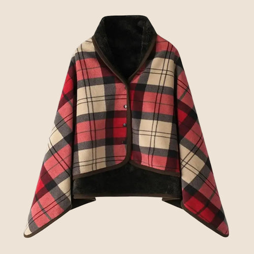 Reversible tartan shawl blanket, a wearable wrap for desk or sofa