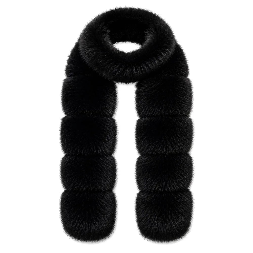 Long faux fur wrap that sits closed by its own weight