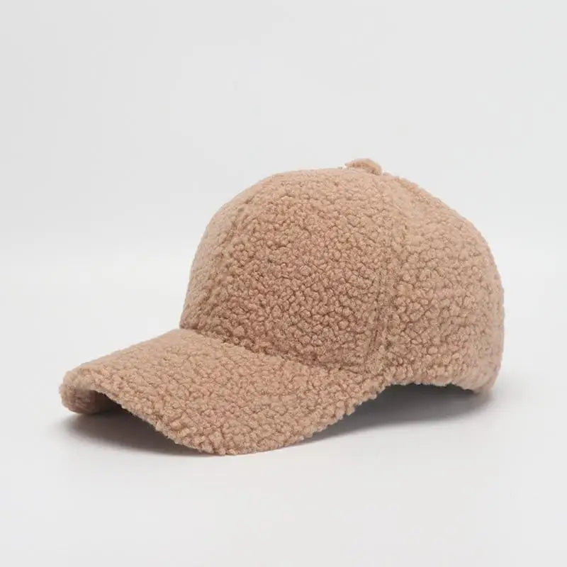 Women's faux lamb wool baseball cap, product photo 13