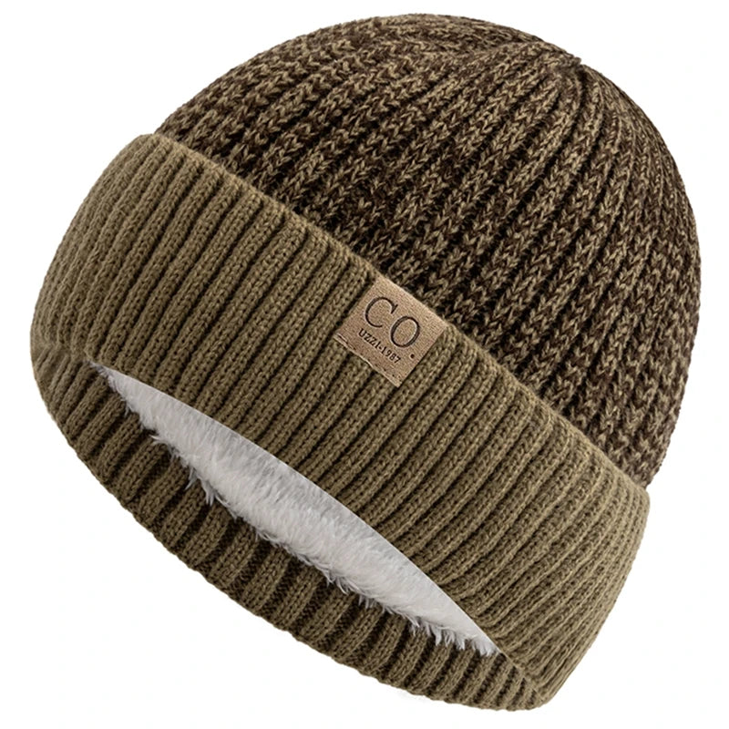 One size unisex two tone fur lined winter beanie