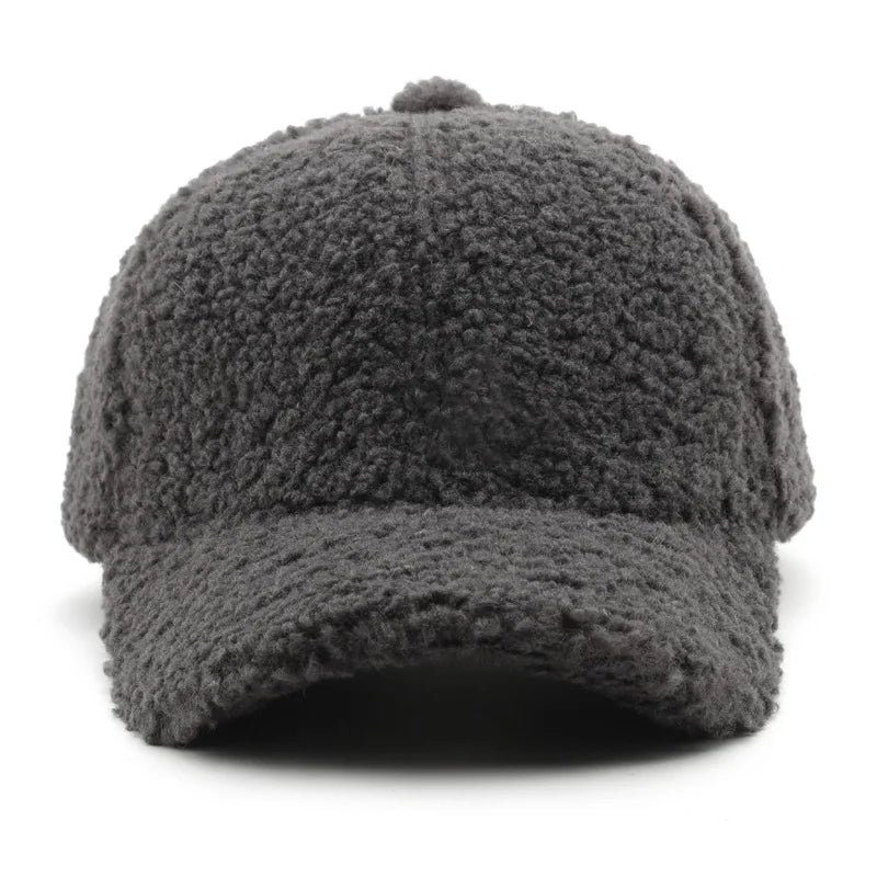 Adjustable back strap on the women's lamb wool baseball cap
