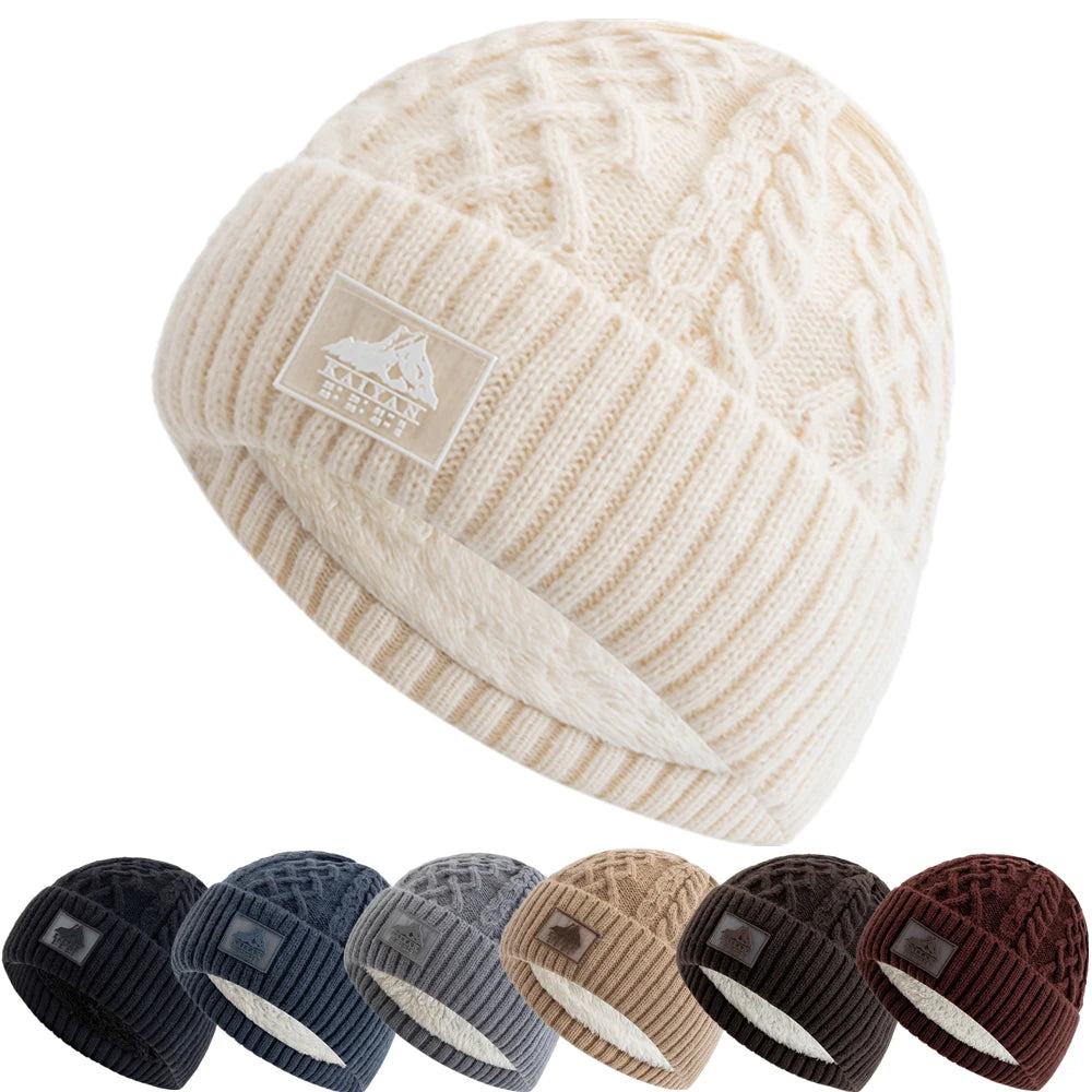Unisex thick knit beanie with a plush faux fur lining