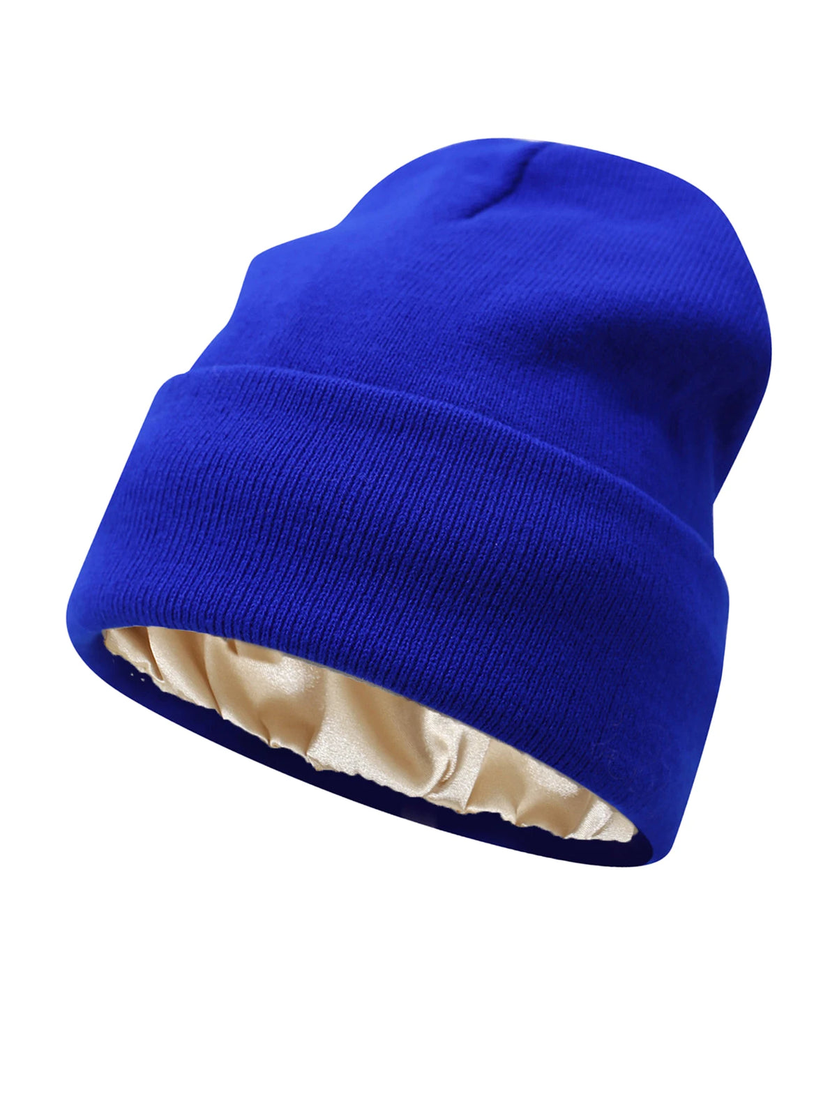 Two layer construction of the women's satin lined beanie