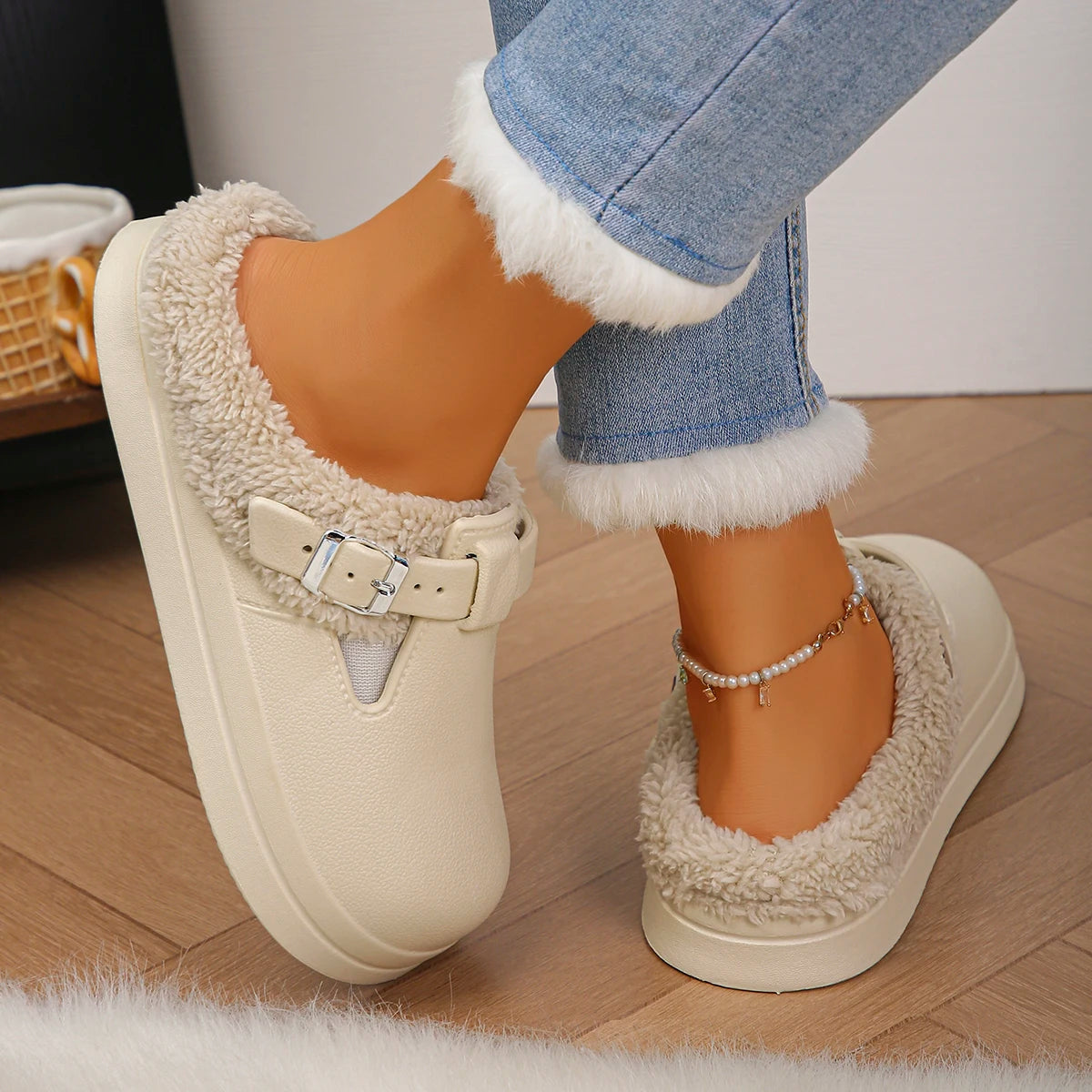 Women's buckle strap mule slippers in US 5.5 to 13