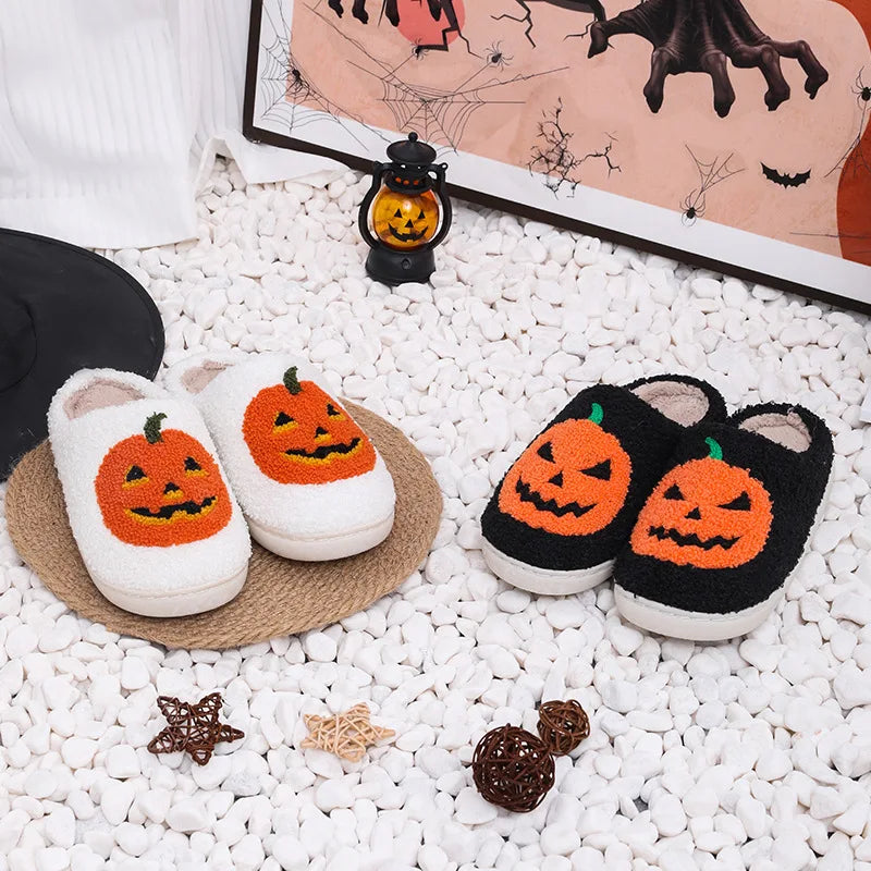 Women's plush pumpkin slippers in US 5.5 to 13